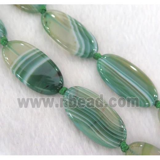 stripe Agate beads, oval, green