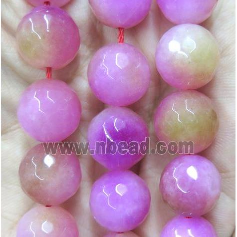 Dichromatic agate bead, faceted round, hotpink
