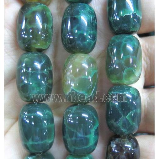 green Fire Agate Beads, barrel