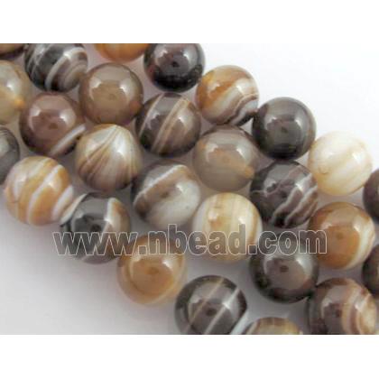round coffee Stripe Agate Beads