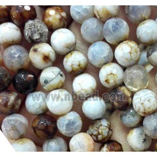 faceted round coffee veins agate beads