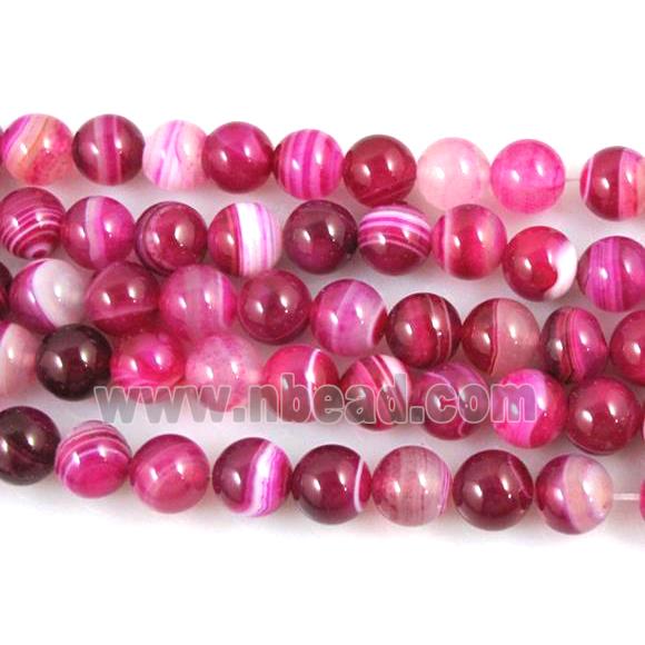 round hotpink Stripe Agate Beads