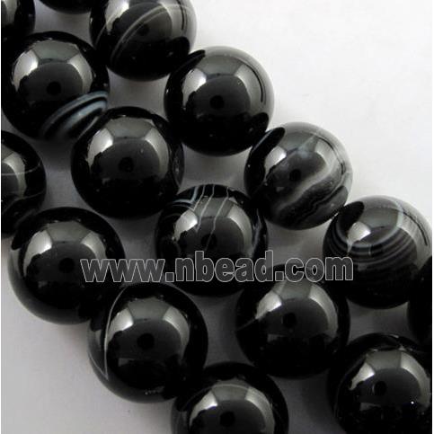 round black Stripe Agate Beads