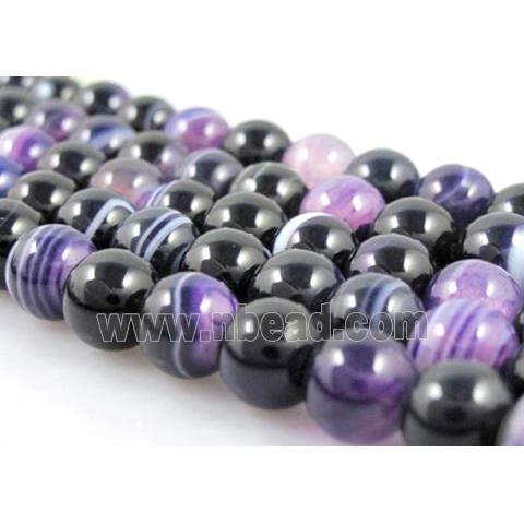 round purple Stripe Agate Beads