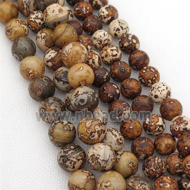 Round Agate Beads Smooth Woodskin Dye