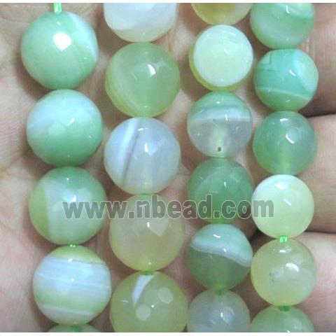 green striped Agate Beads, faceted round