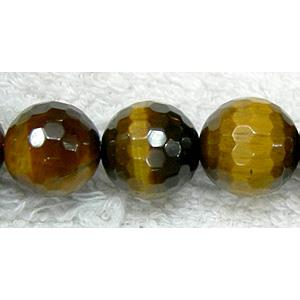 Tiger eye stone beads, A grade, Faceted Round, hand-cut