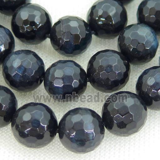 inkblue Tiger eye stone beads, faceted round