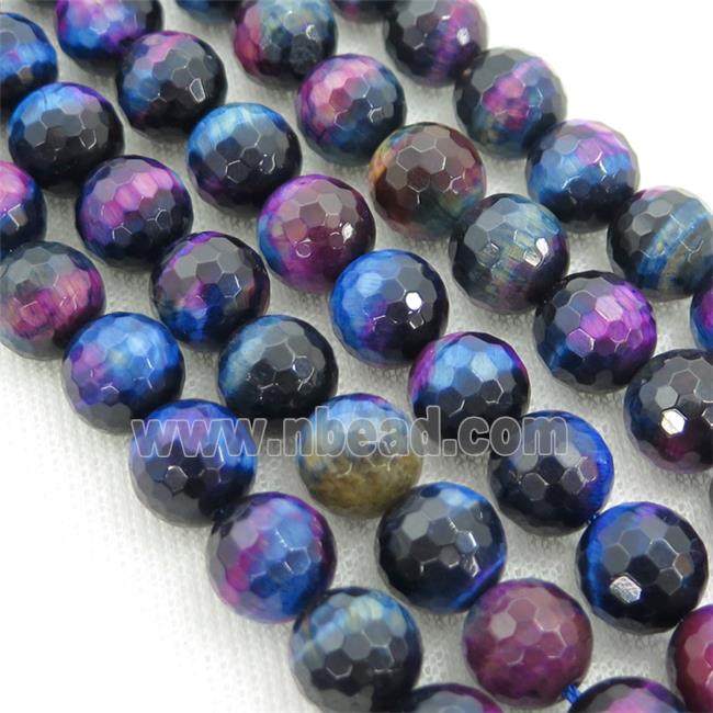 galaxy Tiger eye stone beads, faceted round, multicolor