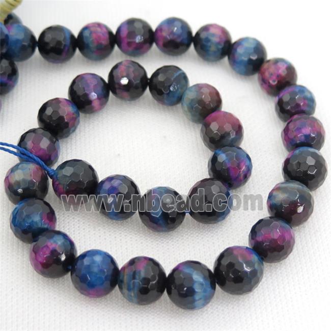 galaxy Tiger eye stone beads, faceted round, multicolor