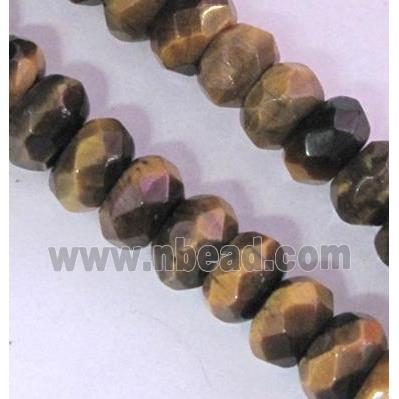 tiger eye bead, faceted rondelle