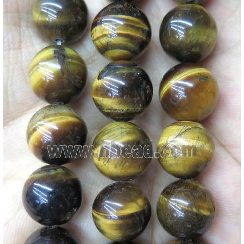 natural yellow Tiger eye stone beads, round, AB grade