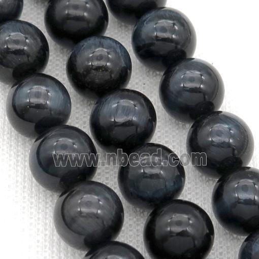 Tiger Eye Stone Beads Smooth Round Inkblue Natural Color