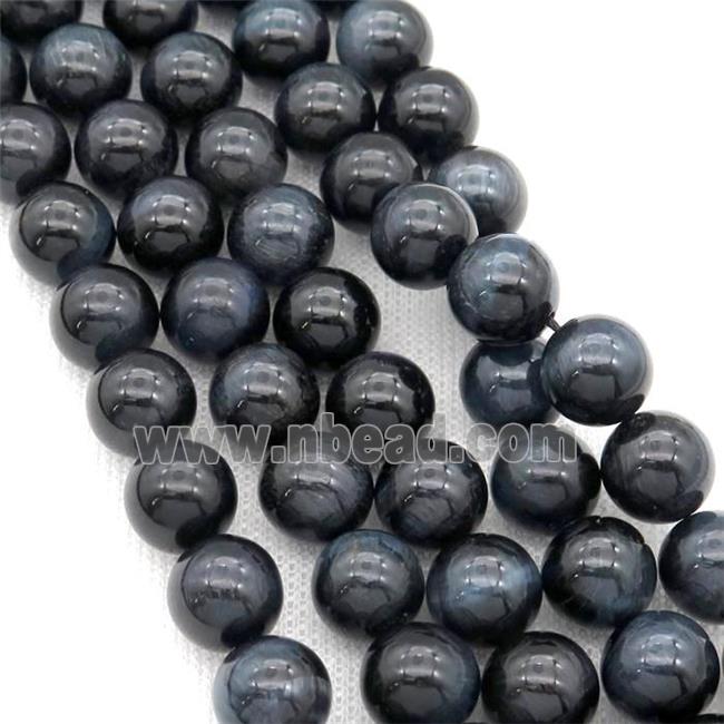 Tiger Eye Stone Beads Smooth Round Inkblue Natural Color