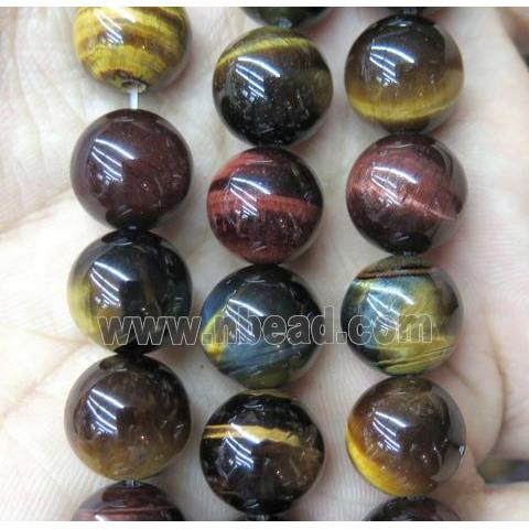 Natural Tiger Eye Stone Beads Multicolor AB-Grade Smooth Round