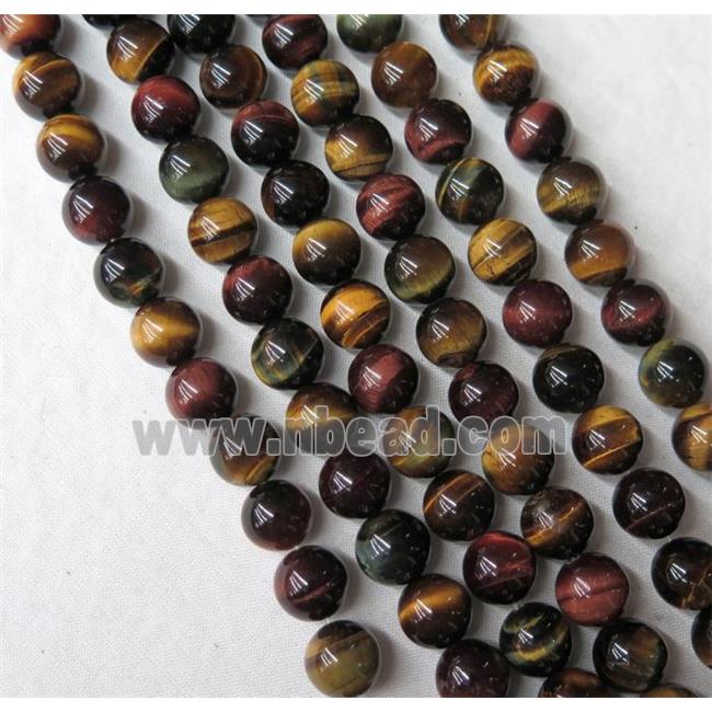Natural Tiger Eye Stone Beads Multicolor AB-Grade Smooth Round