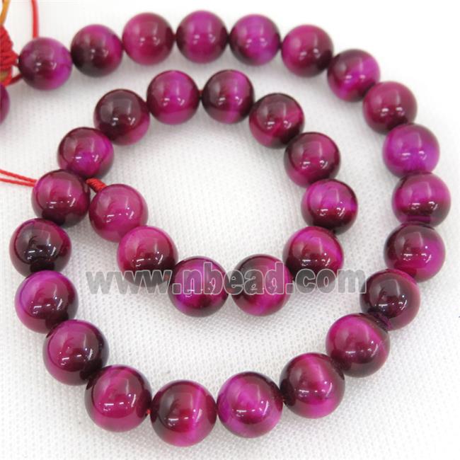 hotpink Tiger eye stone beads, round