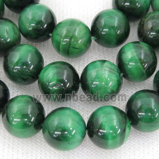 smooth green Tiger eye stone beads, round