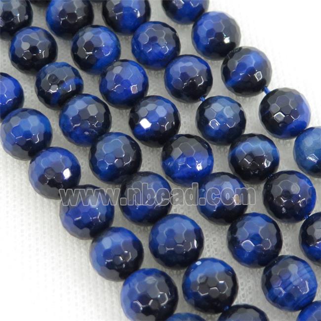 blue Tiger eye stone beads, faceted round