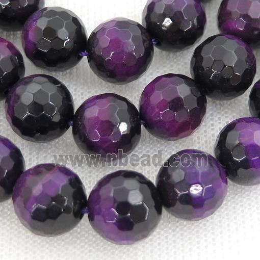 purple Tiger eye stone beads, faceted round