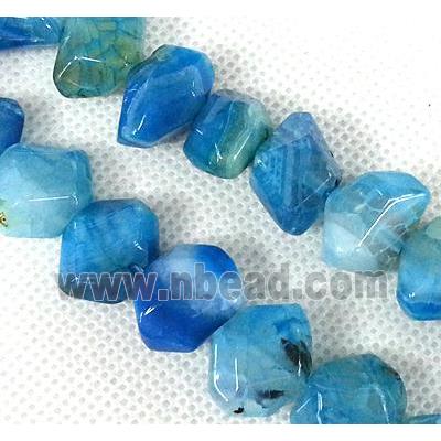 Agate stone beads, freeform, blue