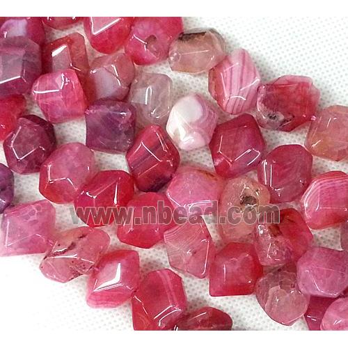 Agate stone beads, freeform, pink