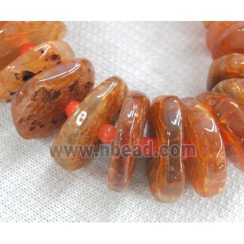 agate beads for necklace, heshi, orange