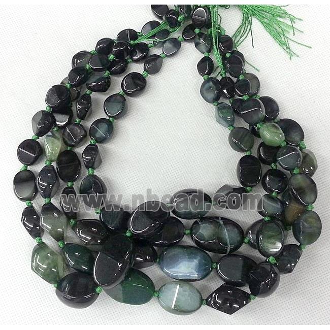 green Agate beads Necklace Chain, freeform