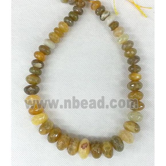 yellow Agate rondelle beads Necklace Chain