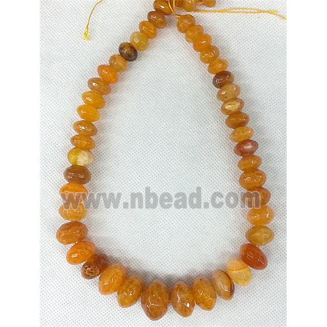 Agate rondelle beads Necklace Chain, orange