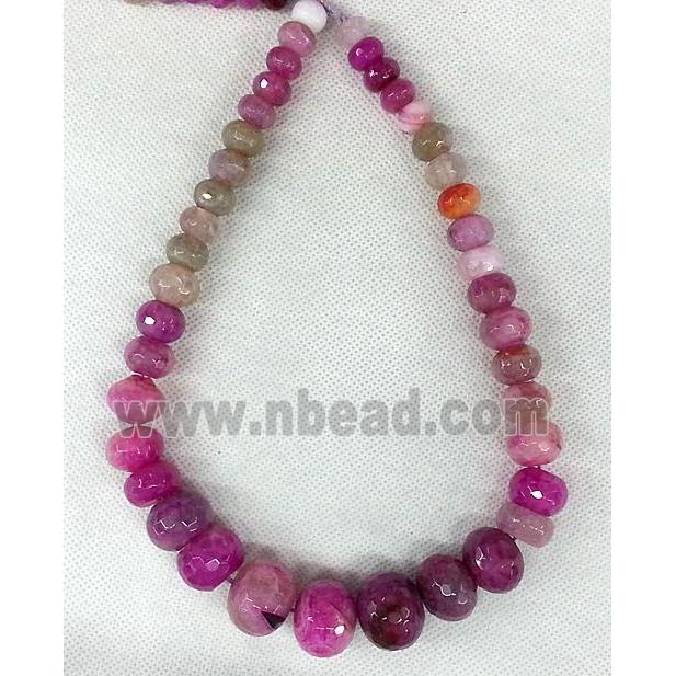 hotpink Agate rondelle beads Necklace Chain