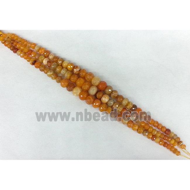 orange Agate stone beads chain necklace, faceted abacus