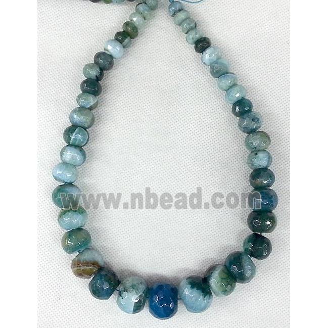 blue Agate beads Necklace Chain, faceted rondelle