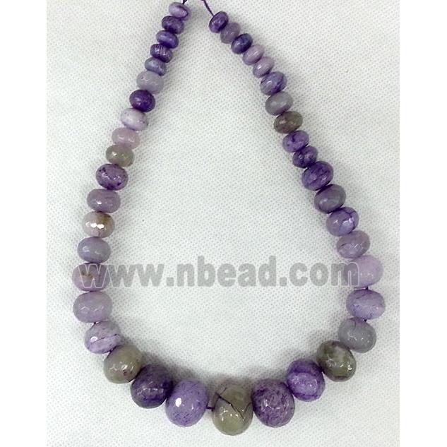 purple Agate beads Necklace Chain, faceted rondelle