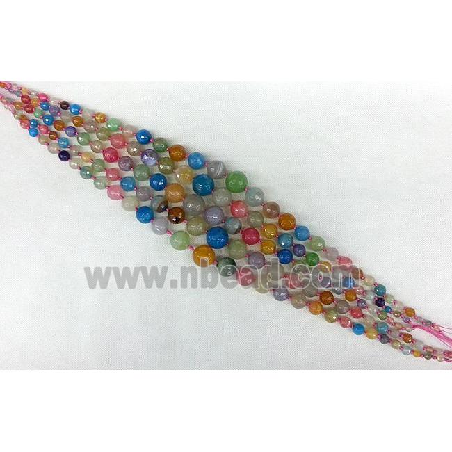faceted round Agate beads Necklace Chain, mix color