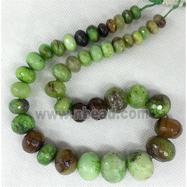 green Agate beads Necklace Chain, faceted rondelle