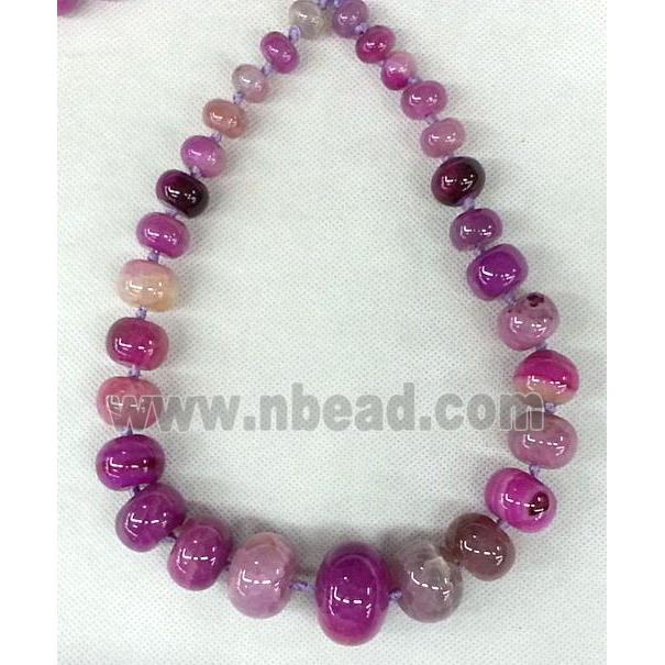hotpink Agate rondelle beads necklace chain