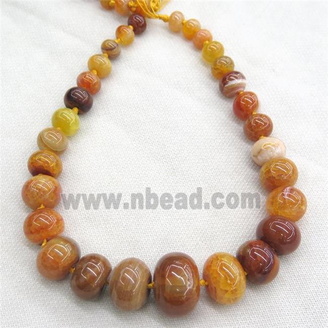 orange Agate graduated beads, rondelle, dye