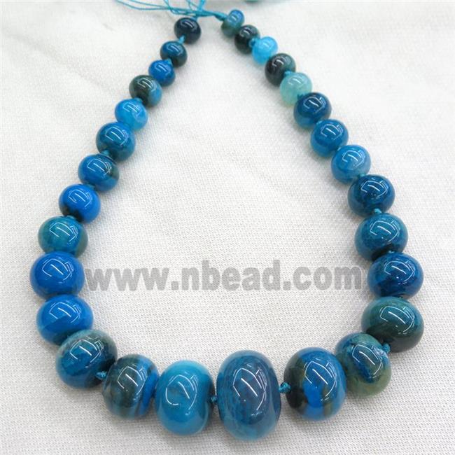 blue Agate graduated beads, rondelle, dye