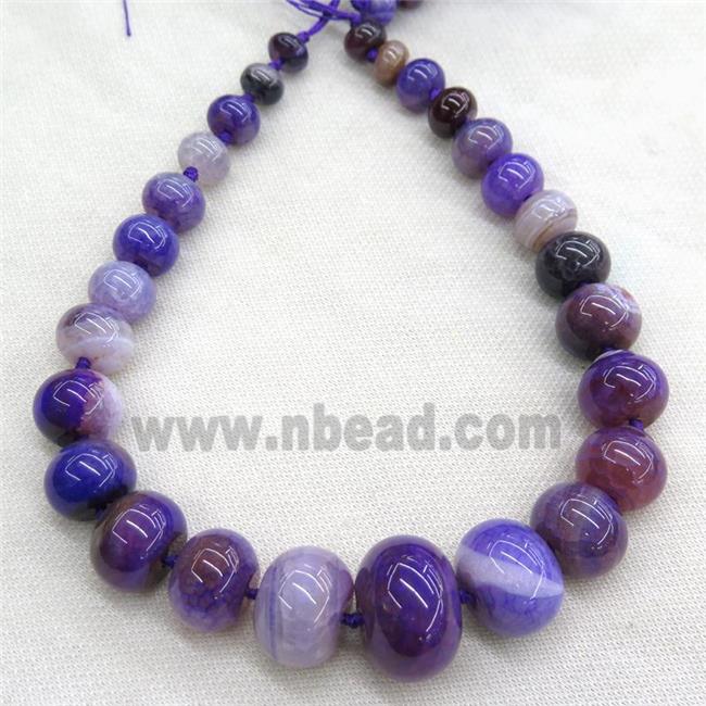 purple Agate graduated beads, rondelle, dye