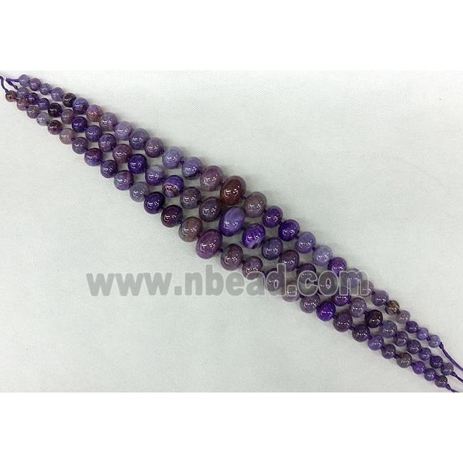 purple Agate graduated beads, rondelle, dye