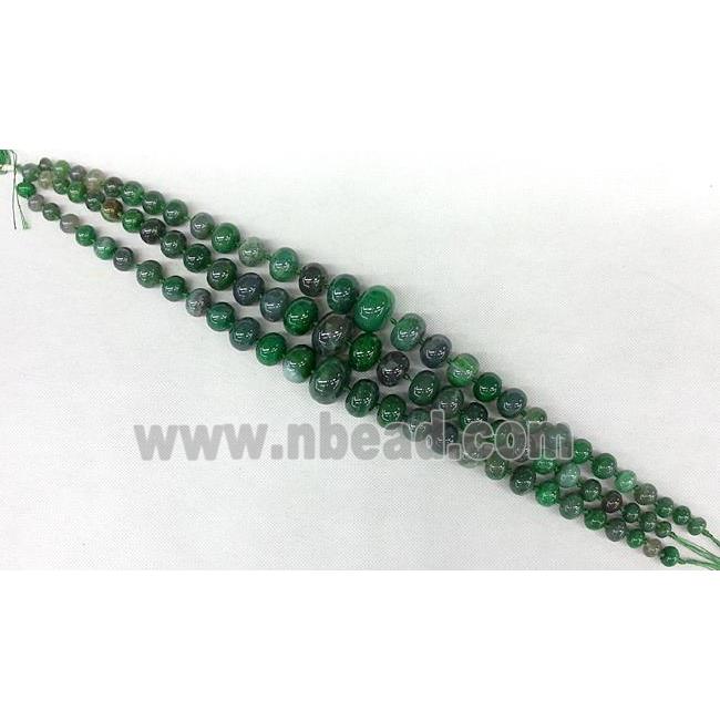 green Agate graduated beads, rondelle, dye