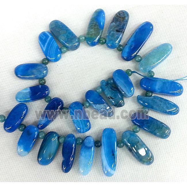 blue Agate stick beads Necklace Chain