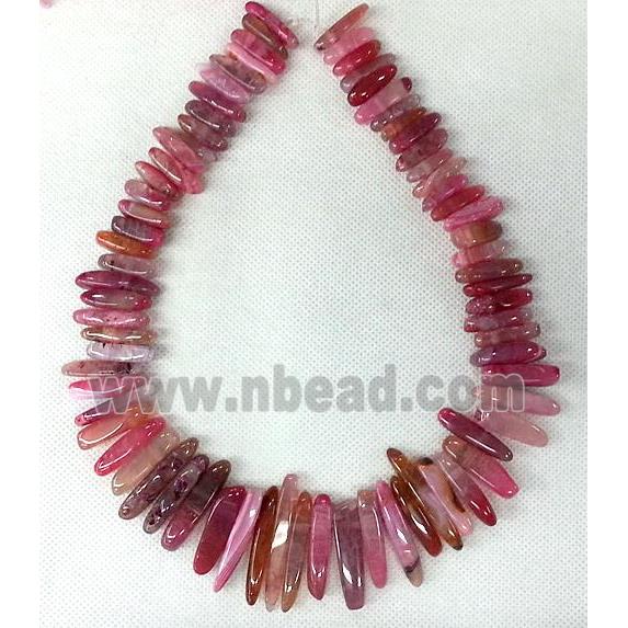 pink Agate stick beads Necklace Chain