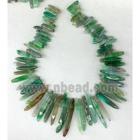 green Agate stick beads Necklace Chain
