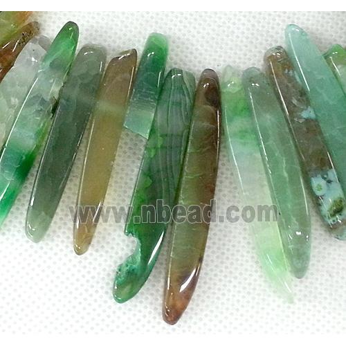 green Agate stick beads Necklace Chain
