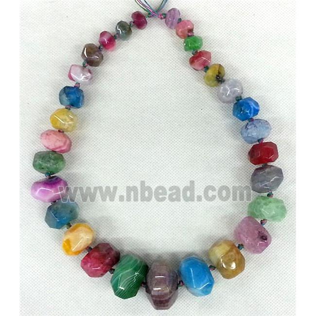 Agate Necklace Chain, rondelle, mix color