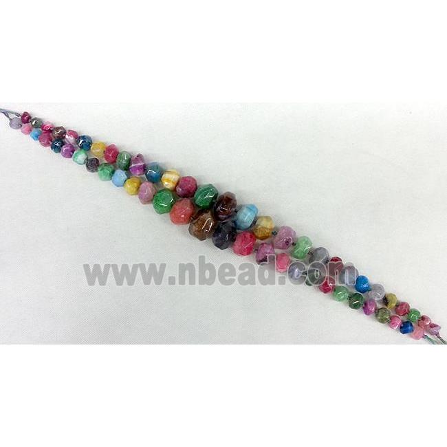 Agate Necklace Chain, rondelle, mix color