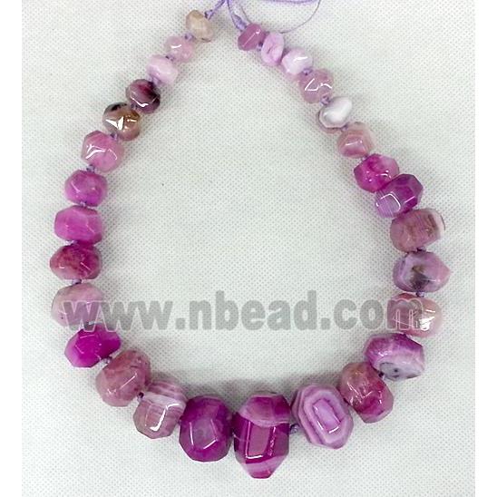 hotpink Agate Necklace Chain, rondelle