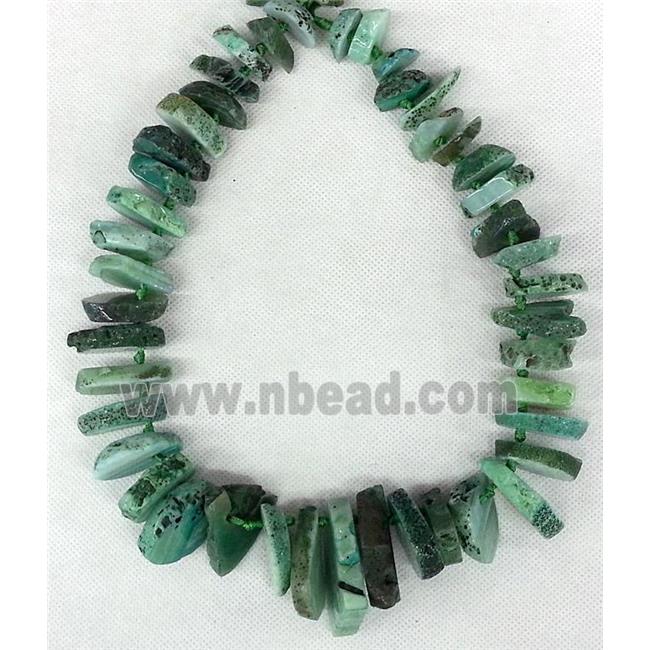 green Rock Agate heishi bead chain necklace